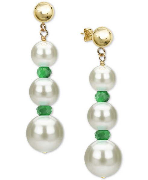 Cultured Freshwater Pearl (5-9mm) & Ruby (1-3/8 ct. t.w.) Graduated Drop Earrings in 14k Gold (Also in Emerald & Sapphire)