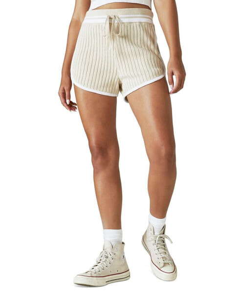 Women's Ribbed-Knit Drawstring Shorts