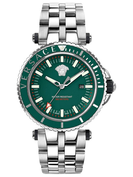 Versace Herren Armbanduhr V-Race Diver 46 mm Wasserdicht Armband Edelstahl VEAK00721