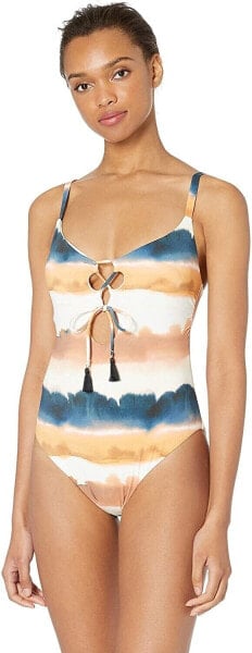 Lucky Brand Women's 172061 Tie Front One Piece Swimsuit Size S