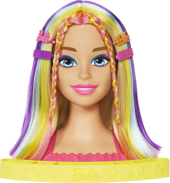 Lalka Barbie Mattel Głowa do stylizacji Neonowa tęcza Blond włosy HMD78