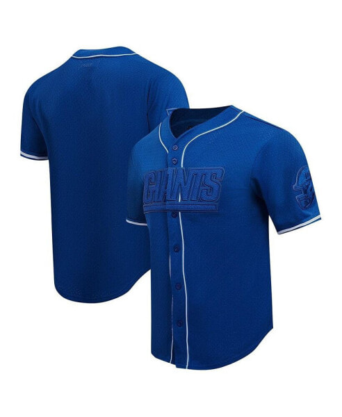 Men's Royal New York Giants Triple Tonal Mesh Button-Up Shirt