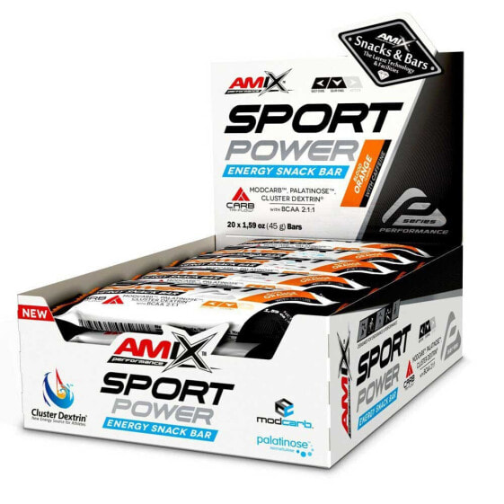 AMIX Sport Power Energy 45g 20 Units Orange Energy Bars Box