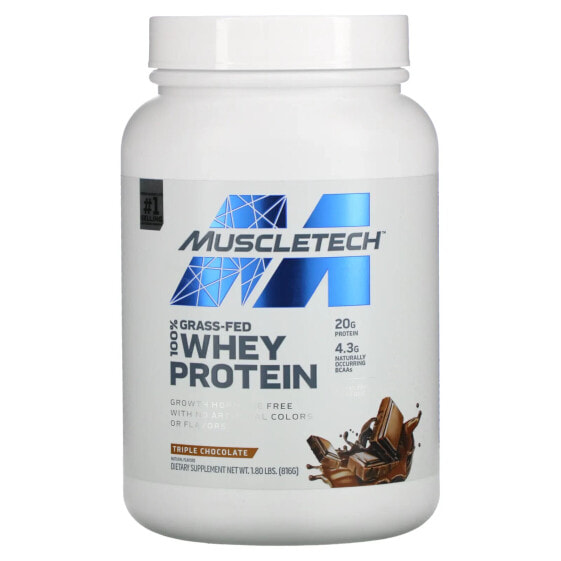 MuscleTech, 100% сывороточный протеин от коров травяного откорма, тройной шоколад, 816 г (1,8 фунта)