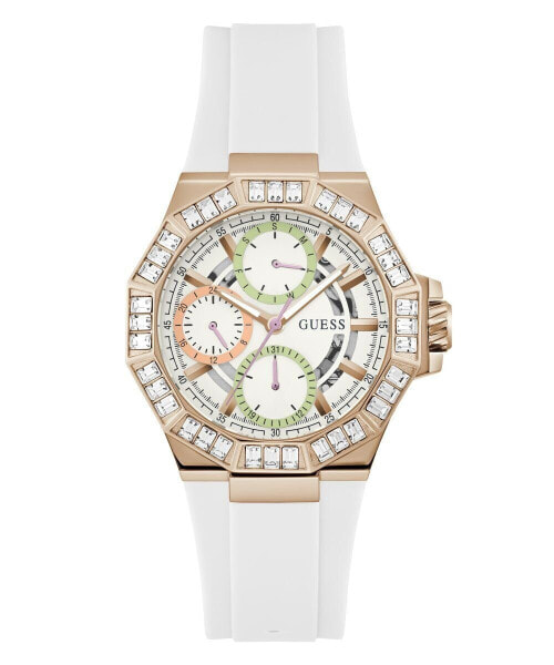 Guess Damen Armbanduhr SELENE Multifunktion weiß, roségold 39 mm GW0695L3