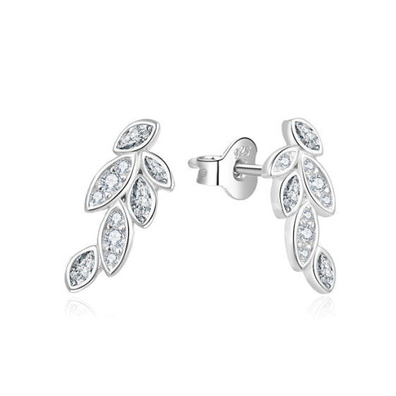 Longitudinal silver earrings with zircons AGUP2298
