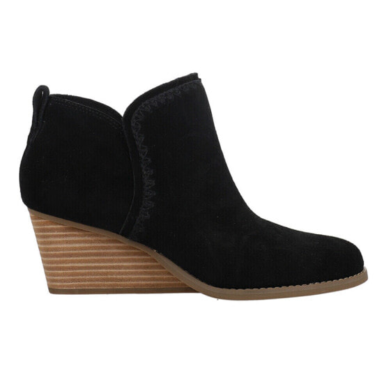 TOMS Kaia Round Toe Wedge Booties Womens Black Casual Boots 10021318T-001