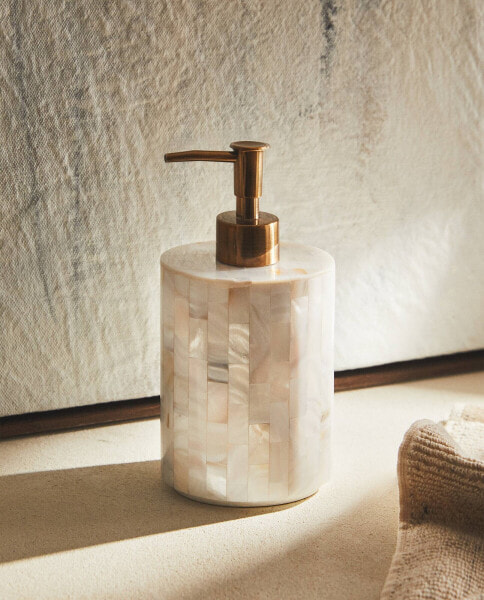 Mother-of-pearl-effect bathroom soap dispenser