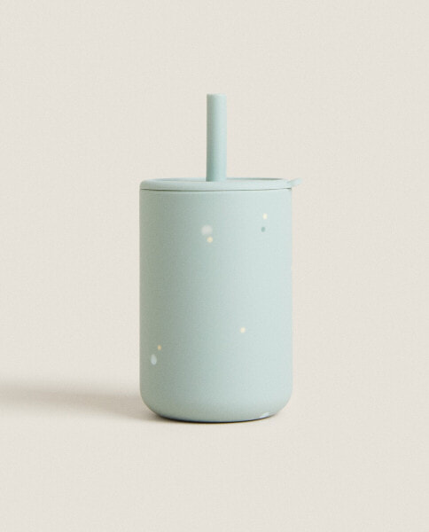 Dots silicone tumbler with straw