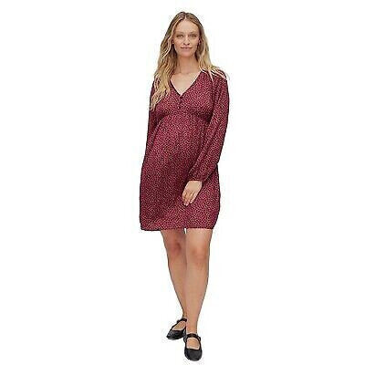 Longsleeve V-Neck Babydoll Dress Ditsy Hearts M| Motherhood Maternity
