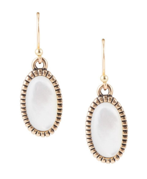 Roman Bronze and Genuine Mother-of-Pearl Drop Earrings