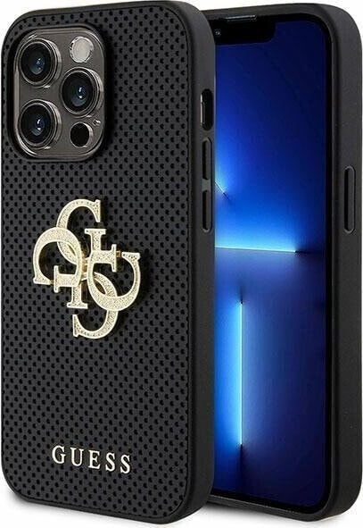 Guess Guess GUHCP15LPSP4LGK iPhone 15 Pro 6.1" czarny/black hardcase Leather Perforated 4G Glitter Logo