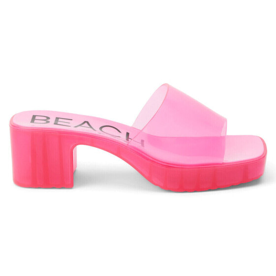 BEACH by Matisse Wade Block Heels Clear Jelly Womens Clear, Pink Casual Sandals