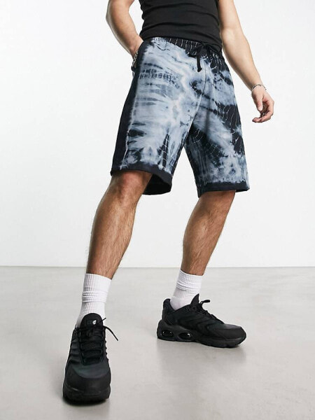 ASOS DESIGN oversized shorts in denim blue tie dye