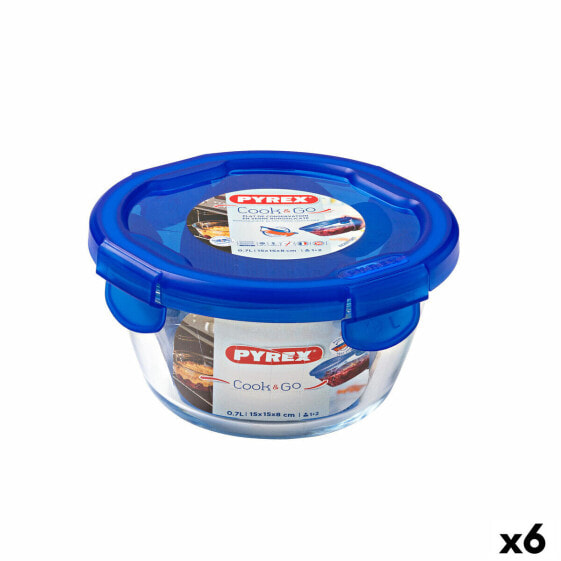 Ланч-бокс герметичный Pyrex Cook & go 15,5 x 15,5 x 8,5 см Синий 700 мл Стекло (6 штук)