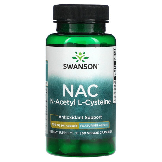 БАД антиоксидант Swanson NAC, N-Acetyl L-Cysteine, 600 мг, 60 капсул