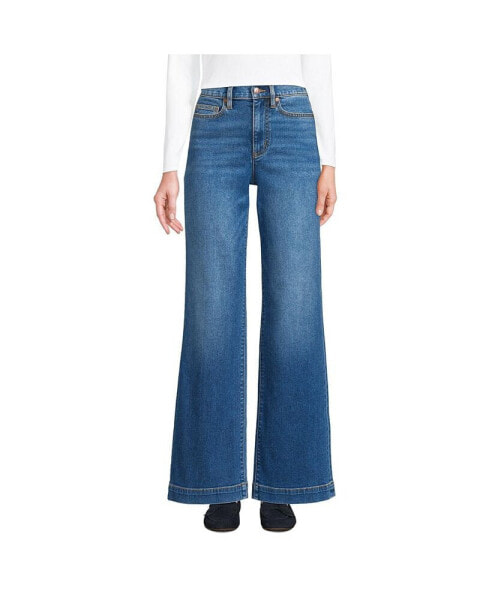 Petite Recover High Rise Wide Leg Blue Jeans