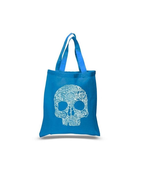 Flower Skull - Small Word Art Tote Bag