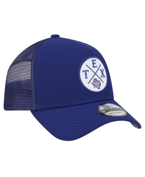 Men's Royal Texas Rangers 2024 MLB All-Star Game A-Frame 9FORTY Adjustable Trucker Hat