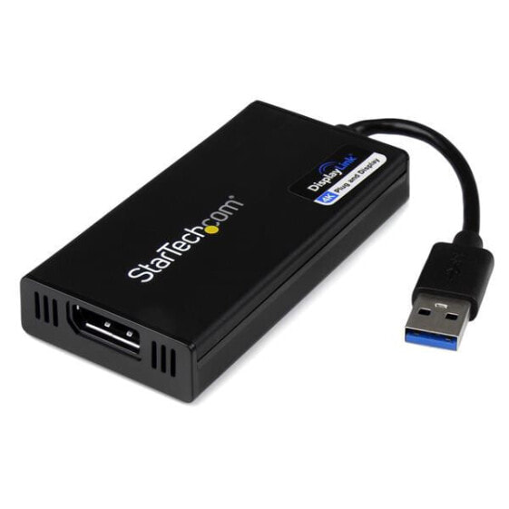 StarTech.com USB 3.0 to DisplayPort Adapter - DisplayLink Certified - 4K 30Hz - 3.2 Gen 1 (3.1 Gen 1) - USB Type-A - DisplayPort output - 3840 x 2160 pixels