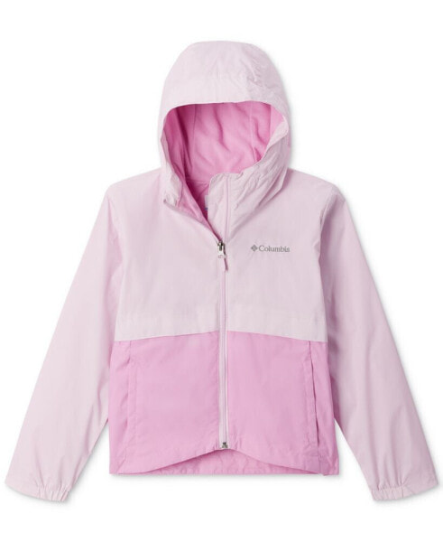 Big Girls Rain-Zilla Colorblocked Fleece-Lined Full-Zip Hooded Rain Jacket