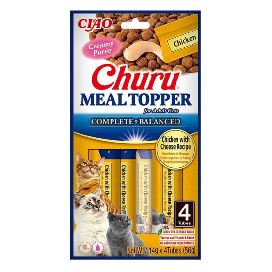 INABA Churu Meal Topper Chicken with cheese 4 x 14g cat treat