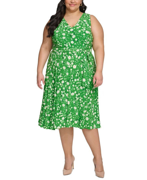 Plus Size Floral-Print Fit & Flare Dress