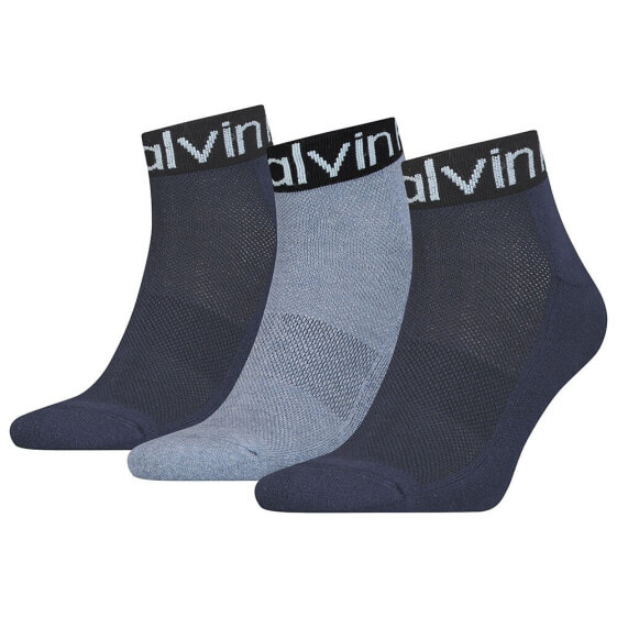 CALVIN KLEIN Logo Welt Quarter short socks 3 pairs