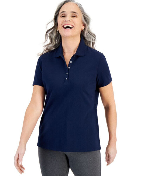 Women's Short-Sleeve Cotton Polo Shirt, Created for Macy's