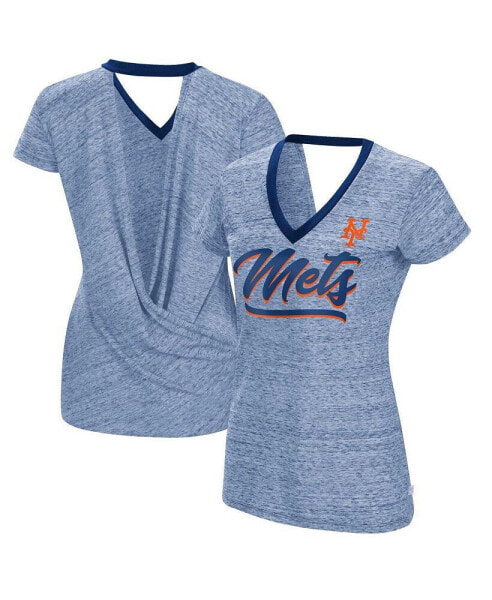 Women's Royal New York Mets Halftime Back Wrap Top V-Neck T-shirt