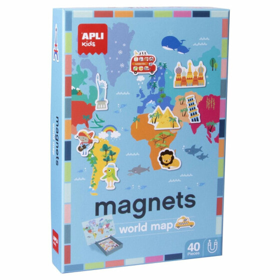 Magnetic Game Apli World Map Multicolour