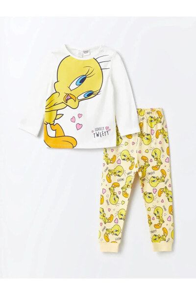 LCW baby Tweety Baskılı Kız Bebek Pijama Takımı