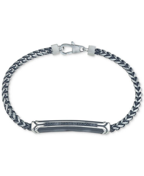 Diamond Link Bracelet (1/10 ct. t.w.) in Black or Blue Ion-Plated Stainless Steel, Created for Macy's