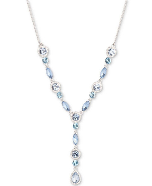 Pavé & Color Crystal Lariat Necklace, 16" + 3" extender