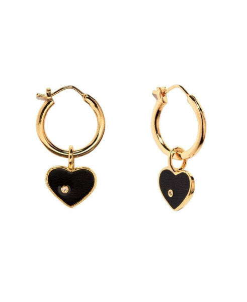 Women's Enamel Heart Hoop Earrings