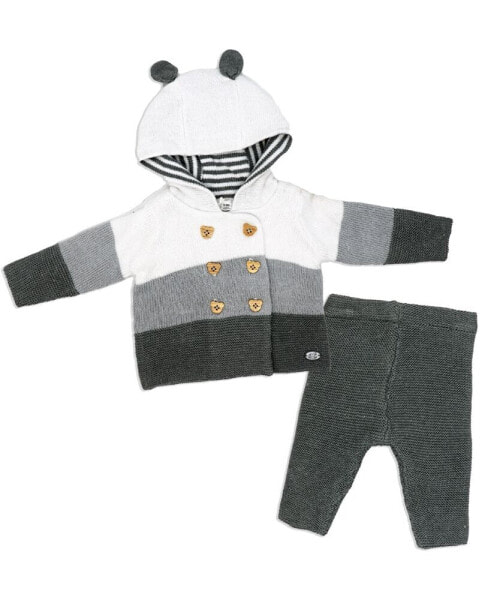 Baby Boys Knit Hooded Cardigan and Pants, 2 Piece Set