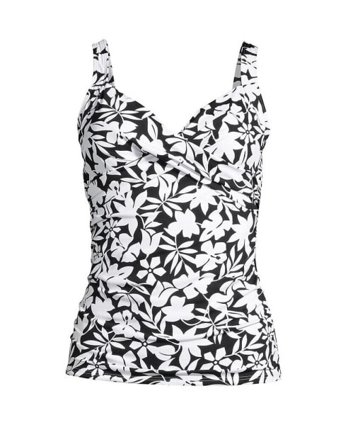 Plus Size DDD-Cup Chlorine Resistant Wrap Underwire Tankini Swimsuit Top
