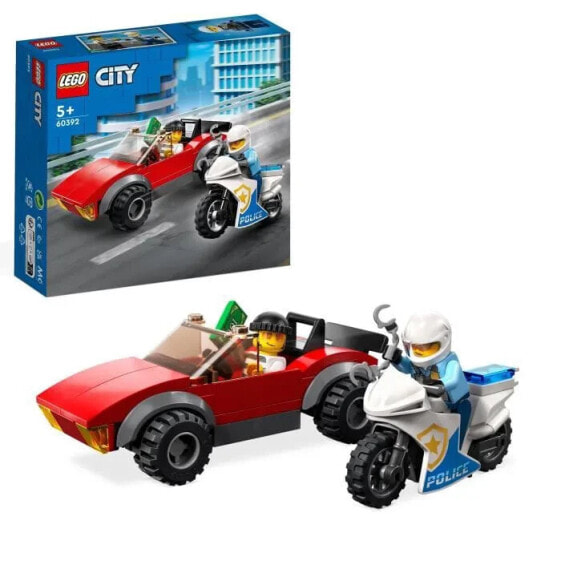 Конструктор пластиковый Lego City 60392 Погоня полицейского мотоцикла и автомобиля 2 полицейских
