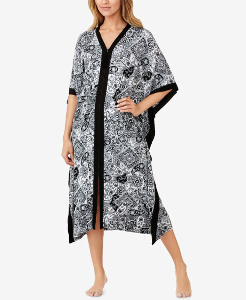 Платье Ellen Tracy Printed Caftan Zip-Front