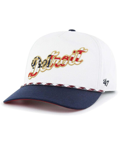 Men's White Detroit Tigers Flag Script Hitch Snapback Hat