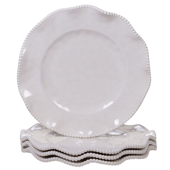 Perlette Cream Melamine 4-Pc. Dinner Plate Set
