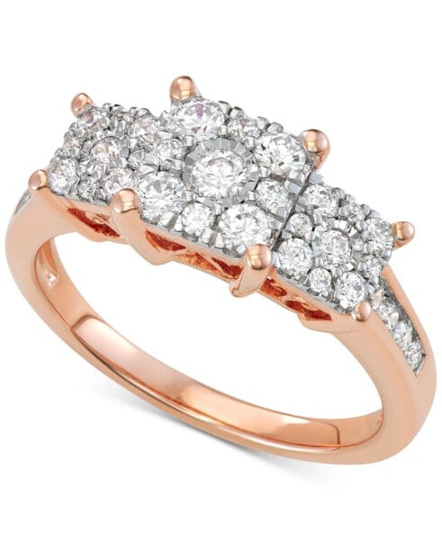 Diamond Princess Triple Halo Engagement Ring (3/4 ct. t.w.) in 14k White, Yellow or Rose Gold