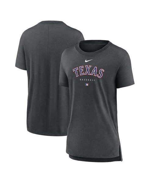 Women's Heather Charcoal Texas Rangers Authentic Collection Early Work Tri-Blend T-shirt