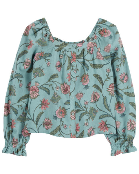 Kid Wildflower Print Square Neck Top 4