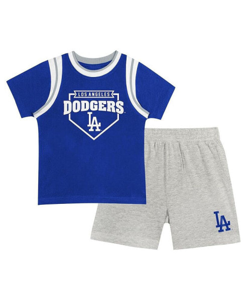 Fanatics Toddler Boys and Girls Royal/Gray Los Angeles Dodgers Bases Loaded T-Shirt Shorts Set