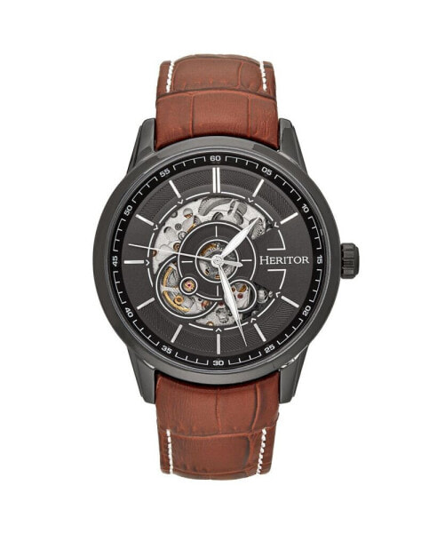 Часы и аксессуары Heritor Automatic мужские наручные часы Davies кожаный ремешок - черный/коричневый, 44 мм
