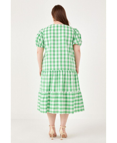 Women's Plus size Gingham Check Midi Dress