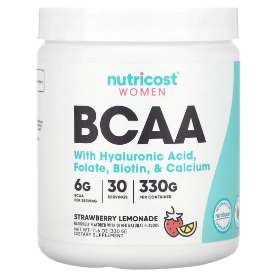 Аминокислоты Nutricost BCAA, клубника лимонад, 330 г