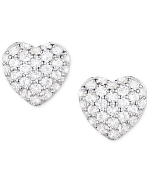 Diamond Pavé Heart Stud Earrings (1/2 ct. t.w.) in 10k White Gold