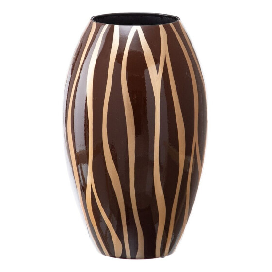 Vase 21,5 x 21,5 x 36 cm Zebra Ceramic Golden Brown